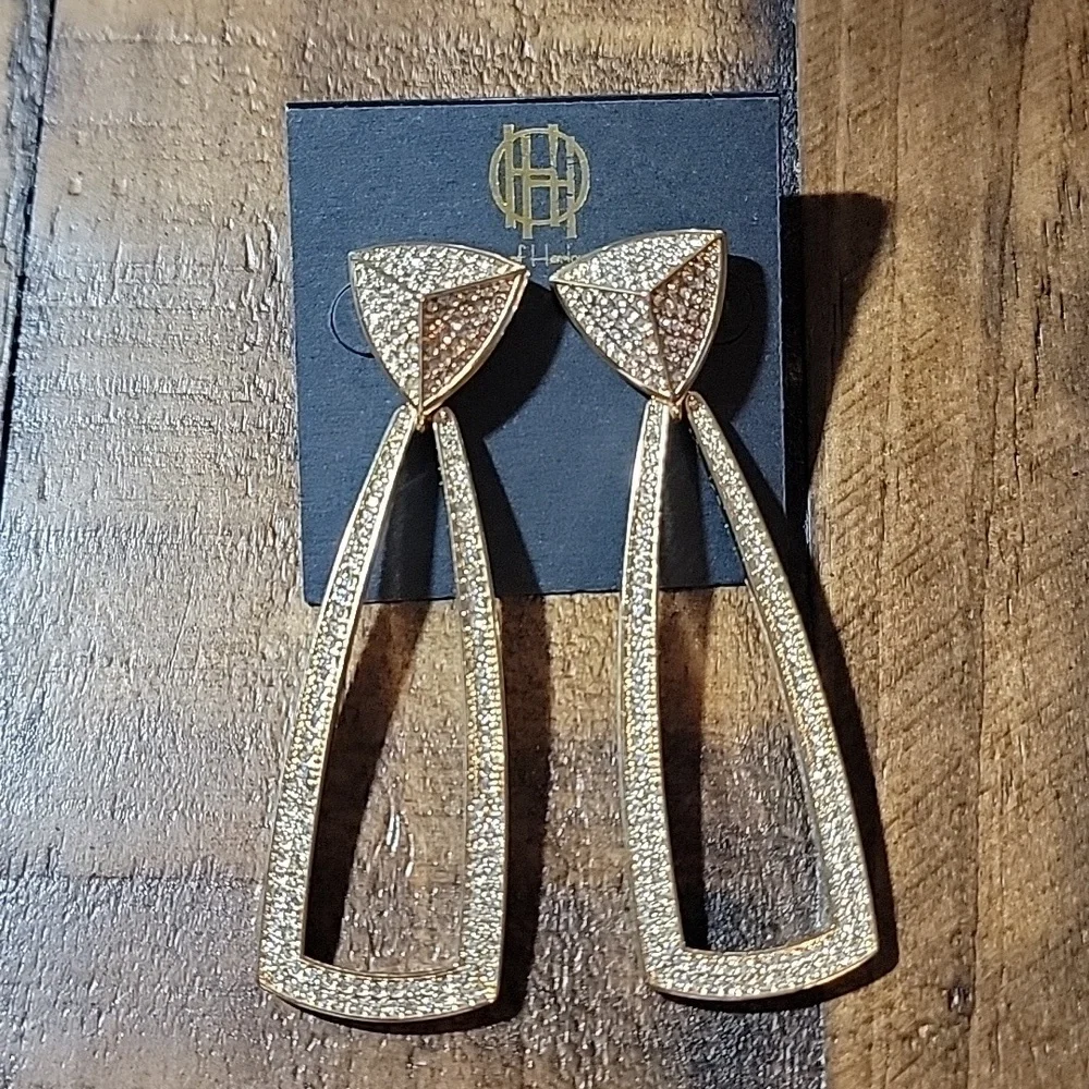 House Of Harlow Gold Tone Mesa Door Knocker Earrings